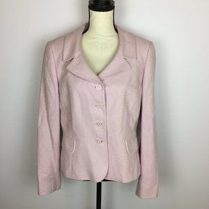 Tahari Arthur S. Levine Tweed Blazer Jacket Womens Sz 12 Pink Rhinestone Buttons